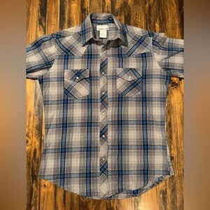 Wrangler Wrancher Shirt Pearl Snap Button-Up Western Cowboy Plaid